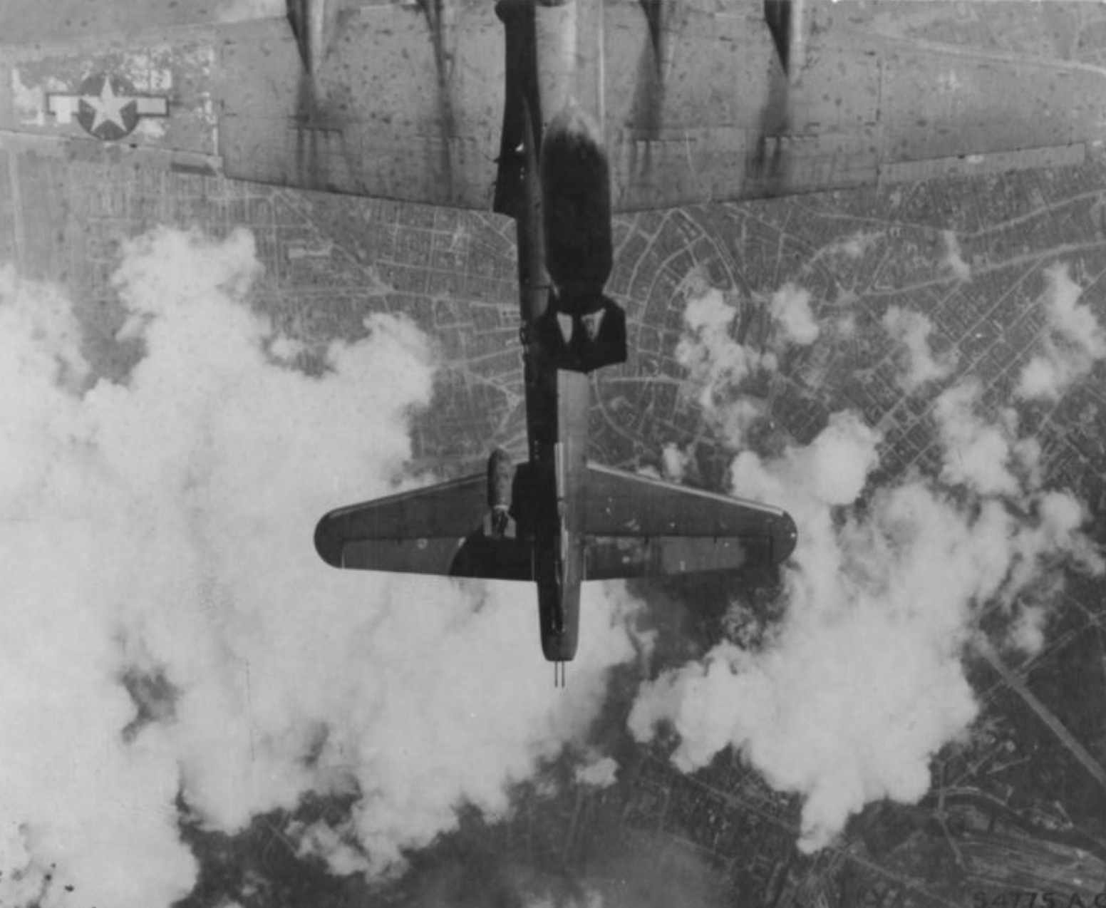 B-17G Fortress ‘Miss Donna Mae II’ drifted under another bomber on a bomb run over Berlin 